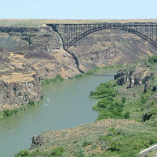 Perrine Bridge and Snake River, seen from Canyon Crest Event Center in Twin Falls, ID