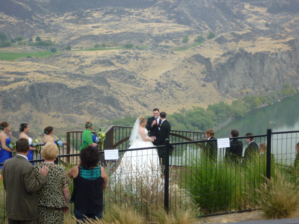 Wedding taking place outside of Canyon Crest Event Center, Southern Idahos primer event venue